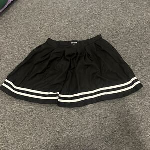 Hot Topic Black Pleated White Stripe Schoolgirl Skater Cheer Skirt Womens Large